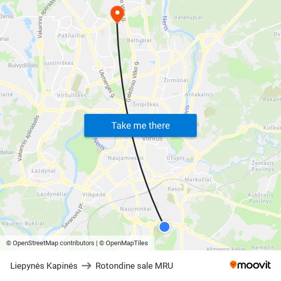 Liepynės Kapinės to Rotondine sale MRU map