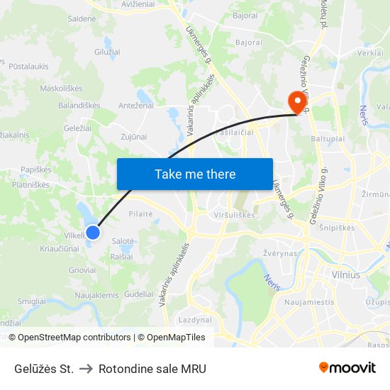 Gelūžės St. to Rotondine sale MRU map