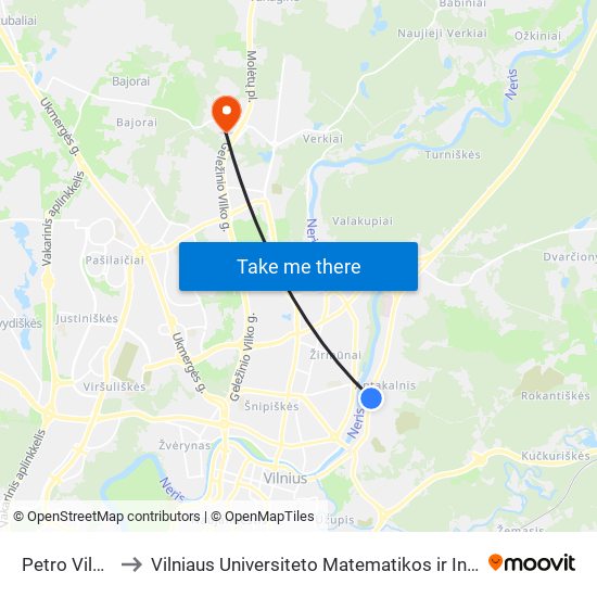 Petro Vileišio St. to Vilniaus Universiteto Matematikos ir Informatikos Institutas map