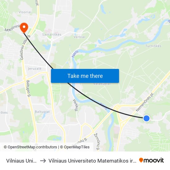 Vilniaus Universitetas to Vilniaus Universiteto Matematikos ir Informatikos Institutas map