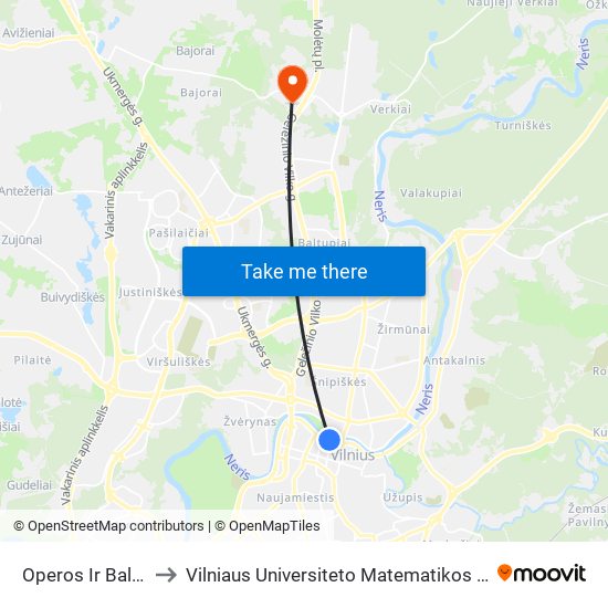 Operos Ir Baleto Teatras to Vilniaus Universiteto Matematikos ir Informatikos Institutas map