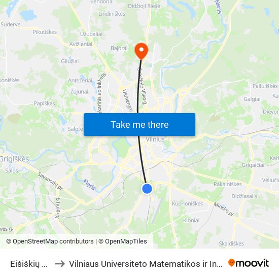 Eišiškių Plentas to Vilniaus Universiteto Matematikos ir Informatikos Institutas map