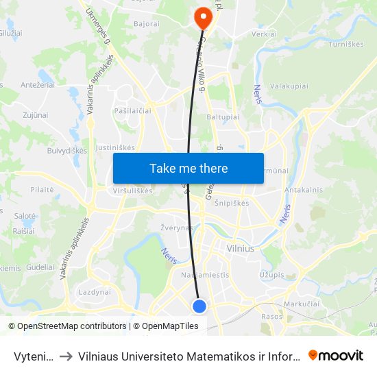 Vytenio St. to Vilniaus Universiteto Matematikos ir Informatikos Institutas map