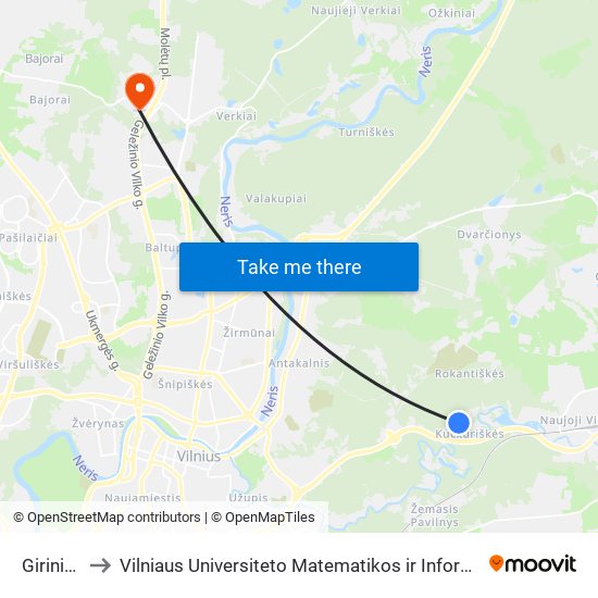 Girininkija to Vilniaus Universiteto Matematikos ir Informatikos Institutas map