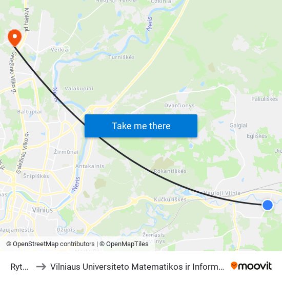 Rytų St. to Vilniaus Universiteto Matematikos ir Informatikos Institutas map