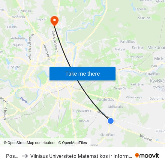 Posūkis to Vilniaus Universiteto Matematikos ir Informatikos Institutas map