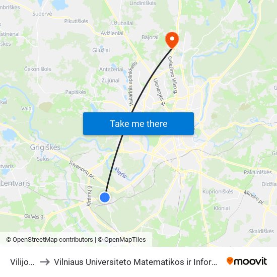 Vilijos St. to Vilniaus Universiteto Matematikos ir Informatikos Institutas map