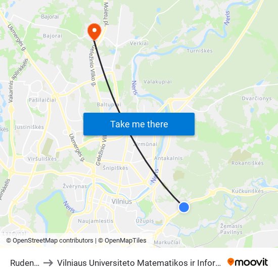 Rudens St. to Vilniaus Universiteto Matematikos ir Informatikos Institutas map