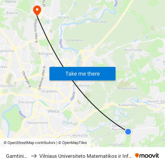 Gamtininkų St. to Vilniaus Universiteto Matematikos ir Informatikos Institutas map