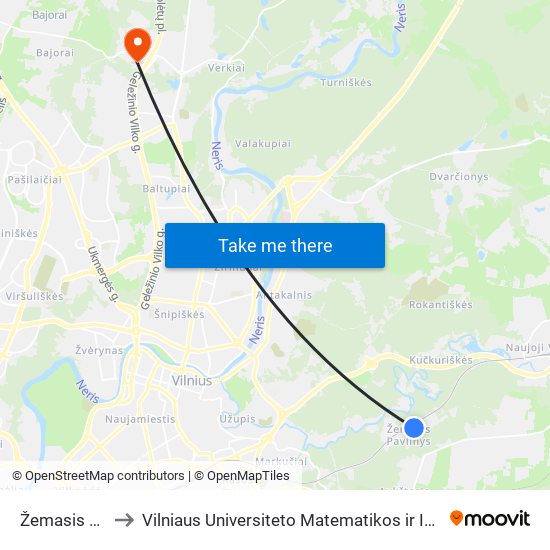 Žemasis Pavilnys to Vilniaus Universiteto Matematikos ir Informatikos Institutas map