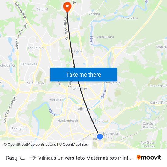 Rasų Kapinės to Vilniaus Universiteto Matematikos ir Informatikos Institutas map