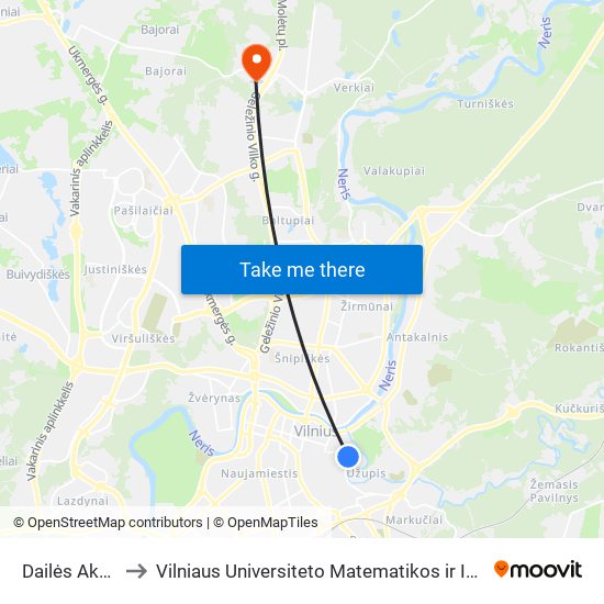 Dailės Akademija to Vilniaus Universiteto Matematikos ir Informatikos Institutas map