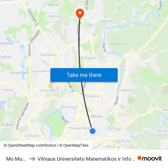 Mo Muziejus to Vilniaus Universiteto Matematikos ir Informatikos Institutas map