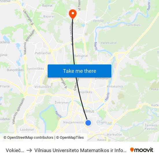 Vokiečių St. to Vilniaus Universiteto Matematikos ir Informatikos Institutas map