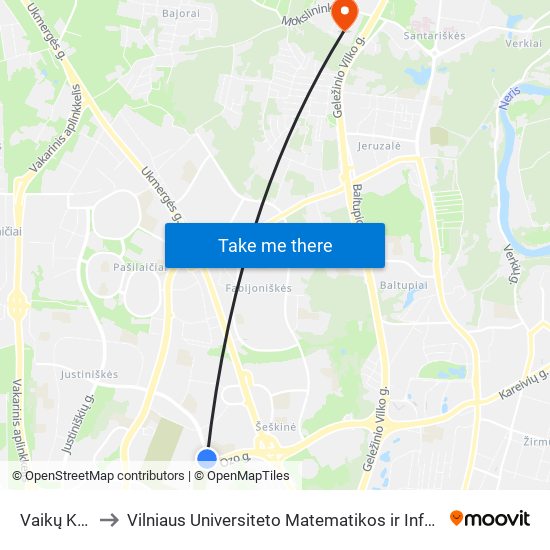 Vaikų Kaimas to Vilniaus Universiteto Matematikos ir Informatikos Institutas map