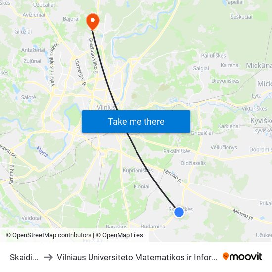 Skaidiškės to Vilniaus Universiteto Matematikos ir Informatikos Institutas map