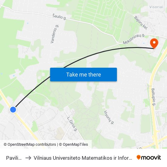 Pavilionys to Vilniaus Universiteto Matematikos ir Informatikos Institutas map