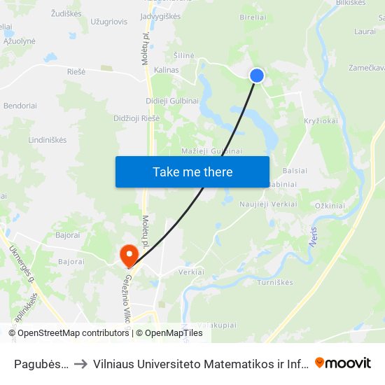 Pagubės Sodai to Vilniaus Universiteto Matematikos ir Informatikos Institutas map