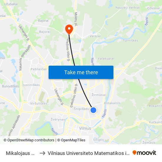 Mikalojaus Katkaus St. to Vilniaus Universiteto Matematikos ir Informatikos Institutas map