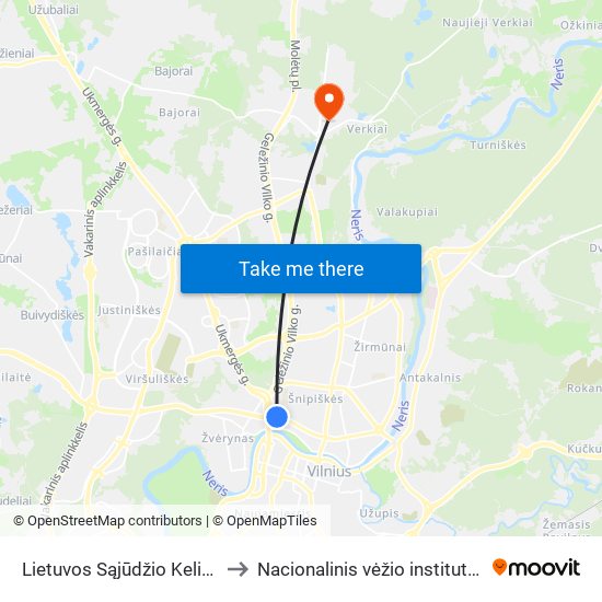 Lietuvos Sąjūdžio Kelias to Nacionalinis vėžio institutas map