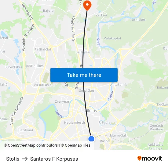 Stotis to Santaros F Korpusas map