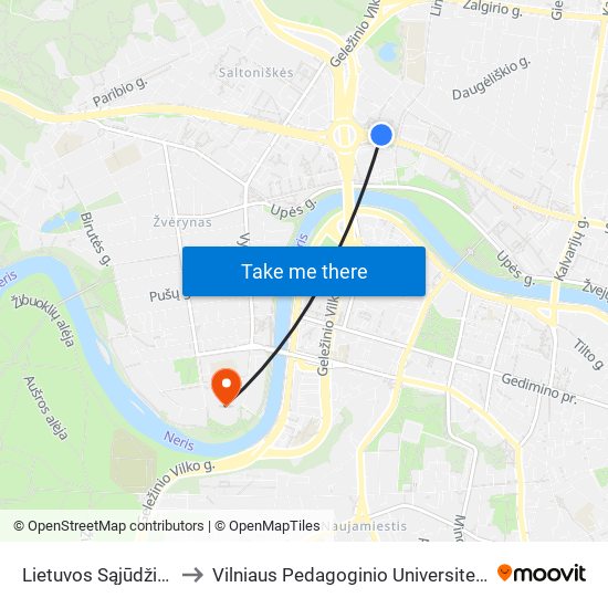 Lietuvos Sąjūdžio Kelias to Vilniaus Pedagoginio Universiteto Stadionas map