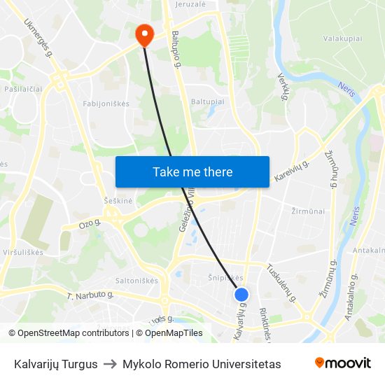 Kalvarijų Turgus to Mykolo Romerio Universitetas map