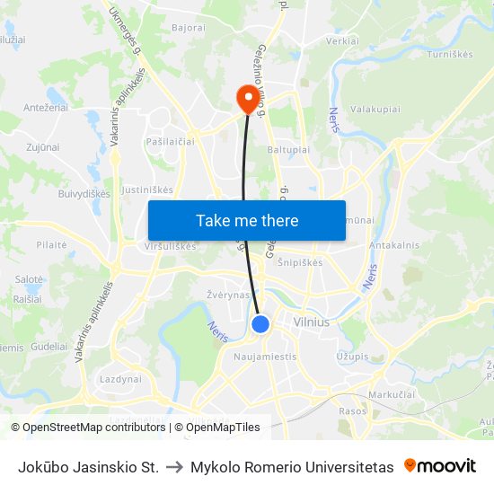 Jokūbo Jasinskio St. to Mykolo Romerio Universitetas map