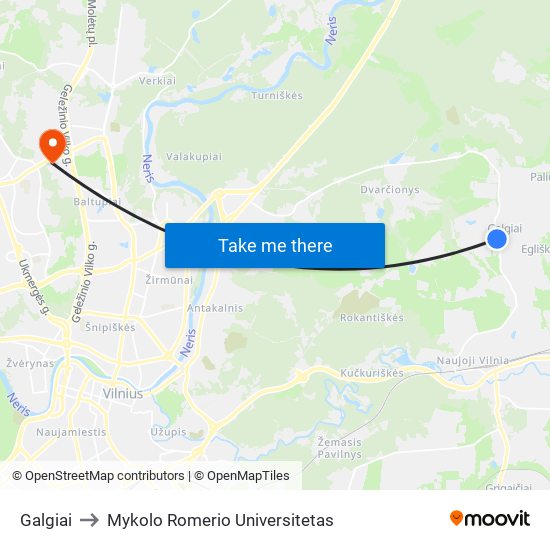 Galgiai to Mykolo Romerio Universitetas map