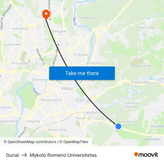 Guriai to Mykolo Romerio Universitetas map