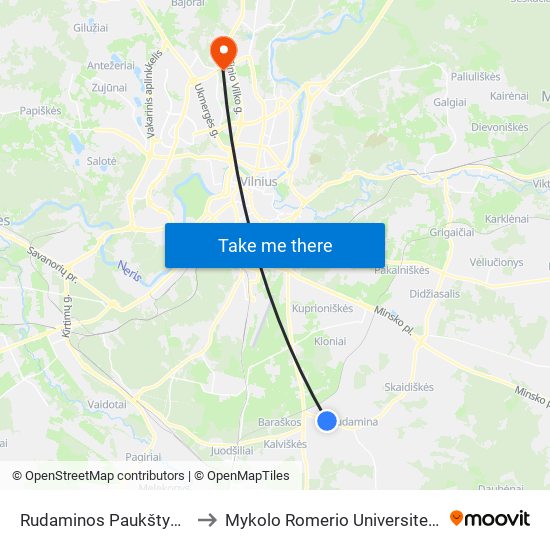 Rudaminos Paukštynas to Mykolo Romerio Universitetas map