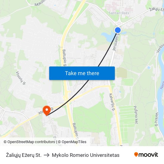 Žaliųjų Ežerų St. to Mykolo Romerio Universitetas map