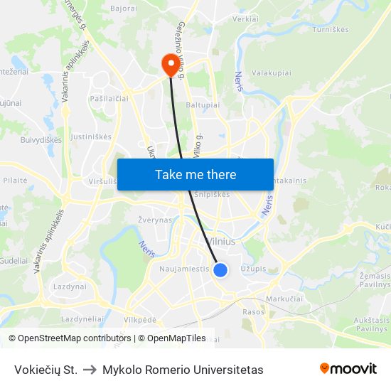 Vokiečių St. to Mykolo Romerio Universitetas map