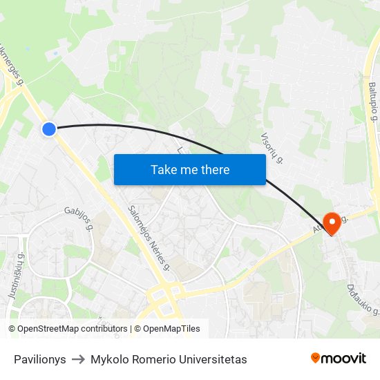 Pavilionys to Mykolo Romerio Universitetas map