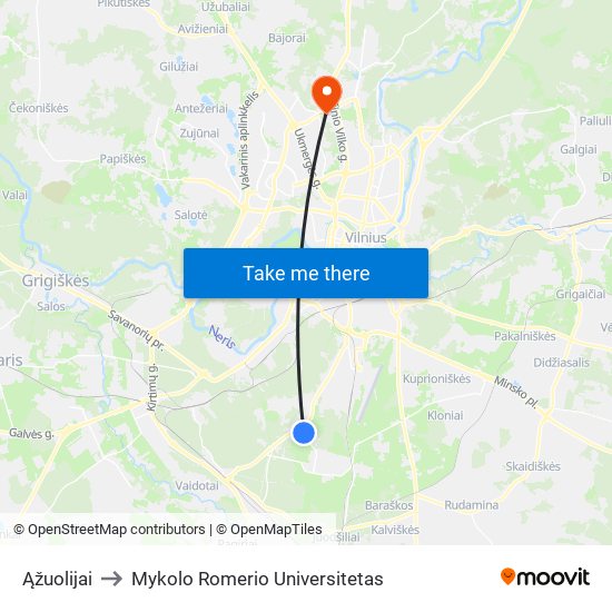 Ąžuolijai to Mykolo Romerio Universitetas map