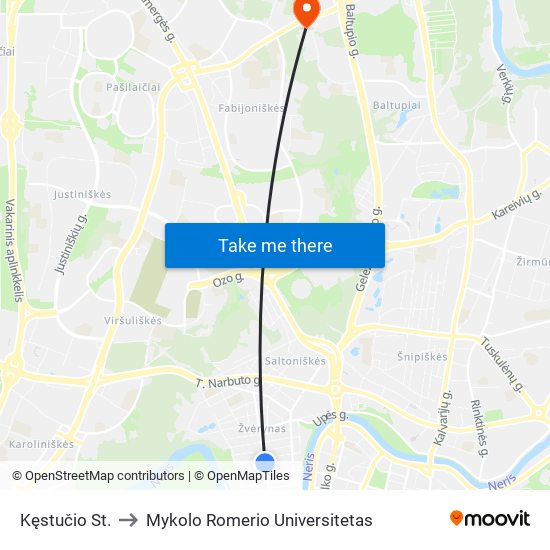 Kęstučio St. to Mykolo Romerio Universitetas map