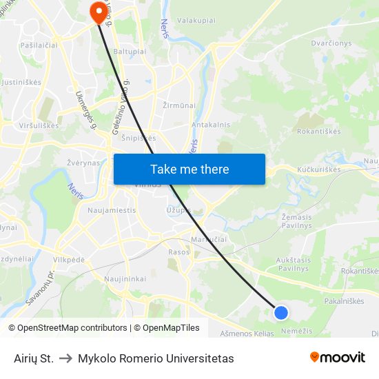Airių St. to Mykolo Romerio Universitetas map