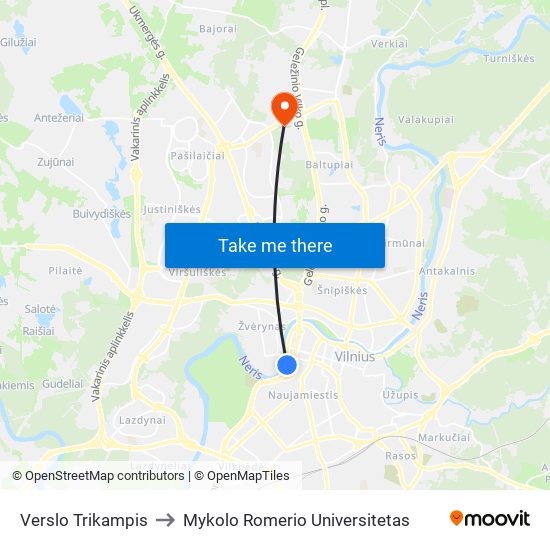 Verslo Trikampis to Mykolo Romerio Universitetas map