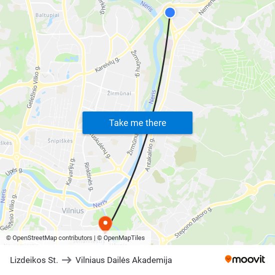 Lizdeikos St. to Vilniaus Dailės Akademija map