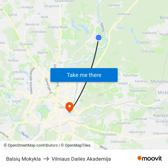 Balsių Mokykla to Vilniaus Dailės Akademija map