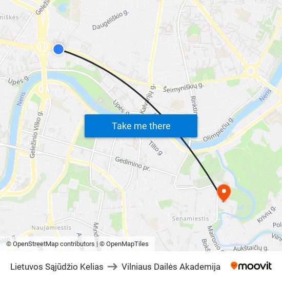 Lietuvos Sąjūdžio Kelias to Vilniaus Dailės Akademija map