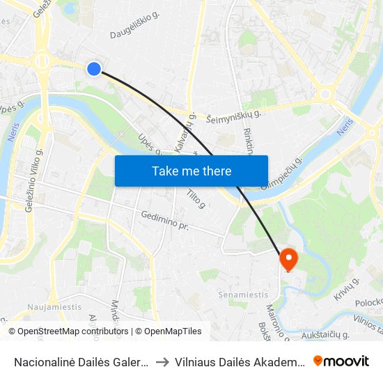 Nacionalinė Dailės Galerija to Vilniaus Dailės Akademija map