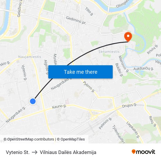 Vytenio St. to Vilniaus Dailės Akademija map