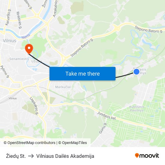 Žiedų St. to Vilniaus Dailės Akademija map