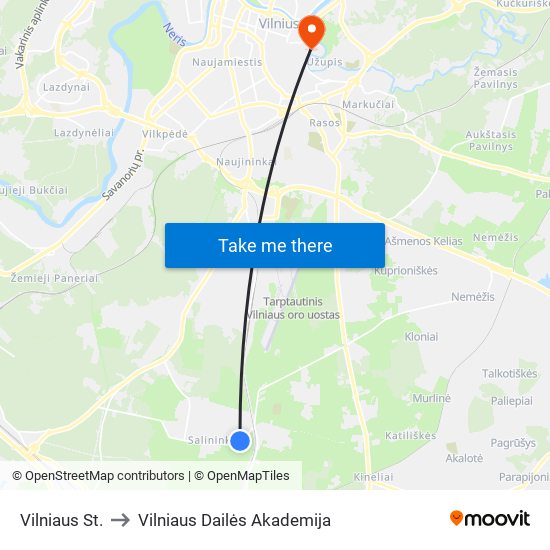 Vilniaus St. to Vilniaus Dailės Akademija map