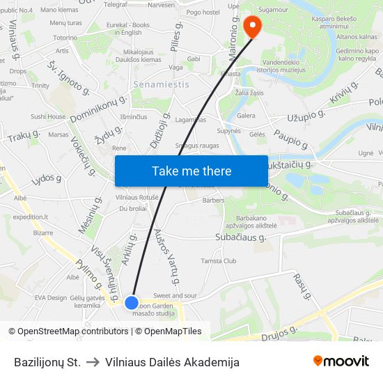 Bazilijonų St. to Vilniaus Dailės Akademija map