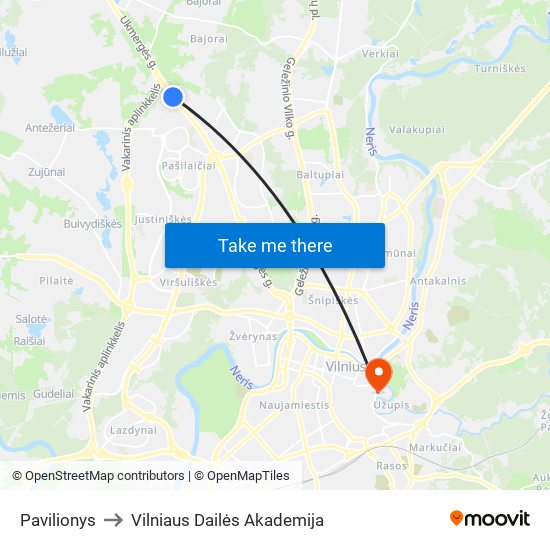 Pavilionys to Vilniaus Dailės Akademija map