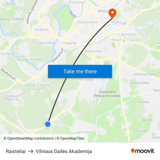 Raisteliai to Vilniaus Dailės Akademija map