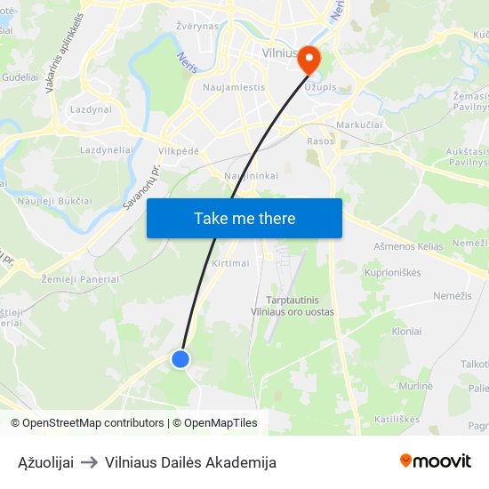 Ąžuolijai to Vilniaus Dailės Akademija map