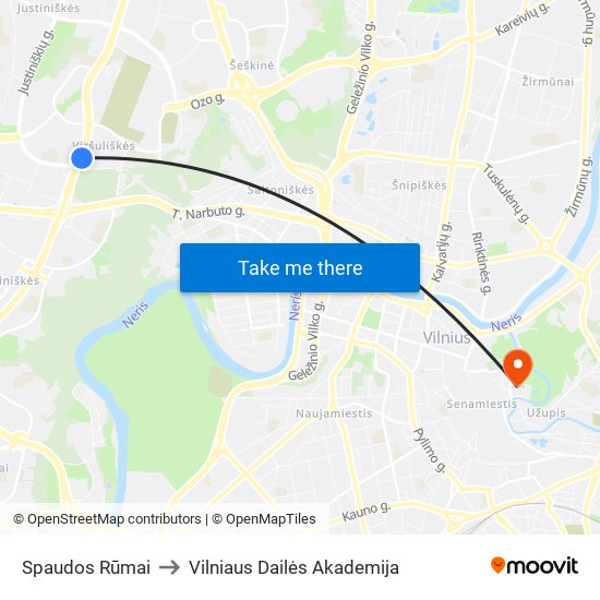 Spaudos Rūmai to Vilniaus Dailės Akademija map